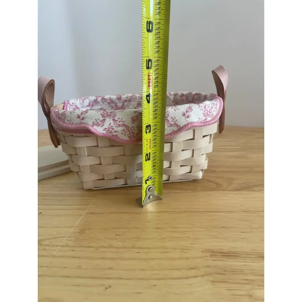 Longaberger 2005 American Cancer Society Basket w/ Lid & Pink Floral Liner